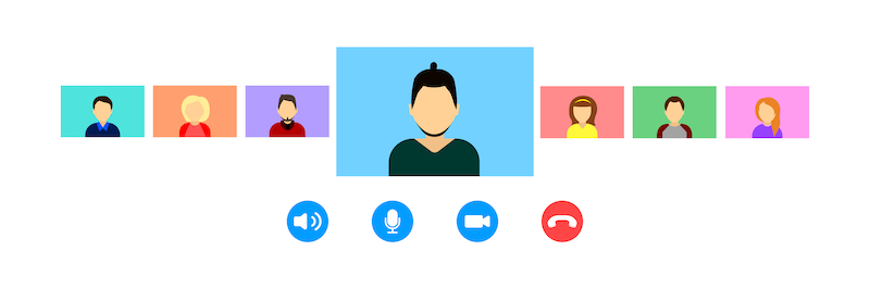 Illustration showing people in a video meeting.