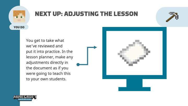 Illustration summarizing the discussion of adjusting the lesson.