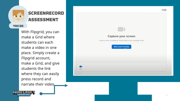 Illustration summarizing how to make a screen record assessment with Flip.