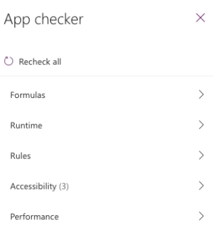 Screenshot of App checker options.