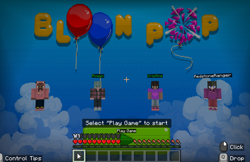 Screenshot of the Good Game bloon pop game.