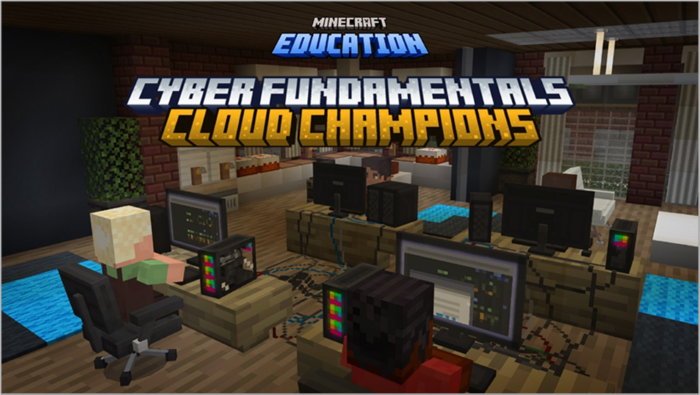 Screenshot of Minecraft Education Cloud Champions lesson opening screen.