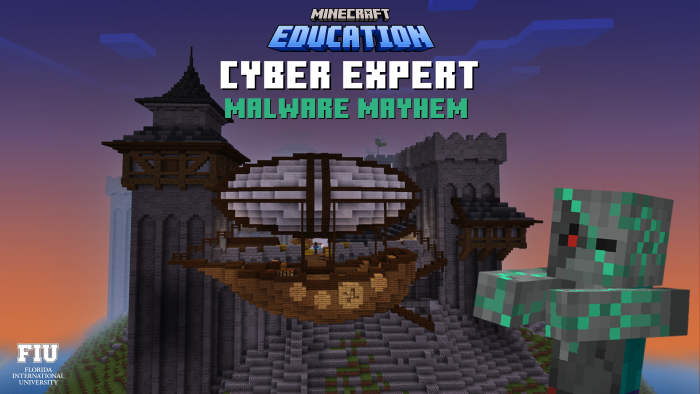 Screenshot of Minecraft Education Malware Mayhem opening screen.