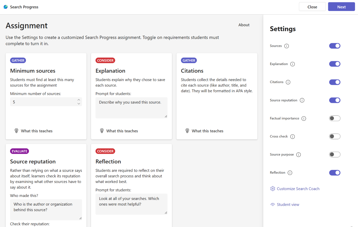 Screenshot of the setup page in Search Progress.