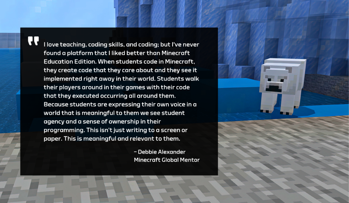 Graphic with quote from Minecraft global mentor. See link below for text.