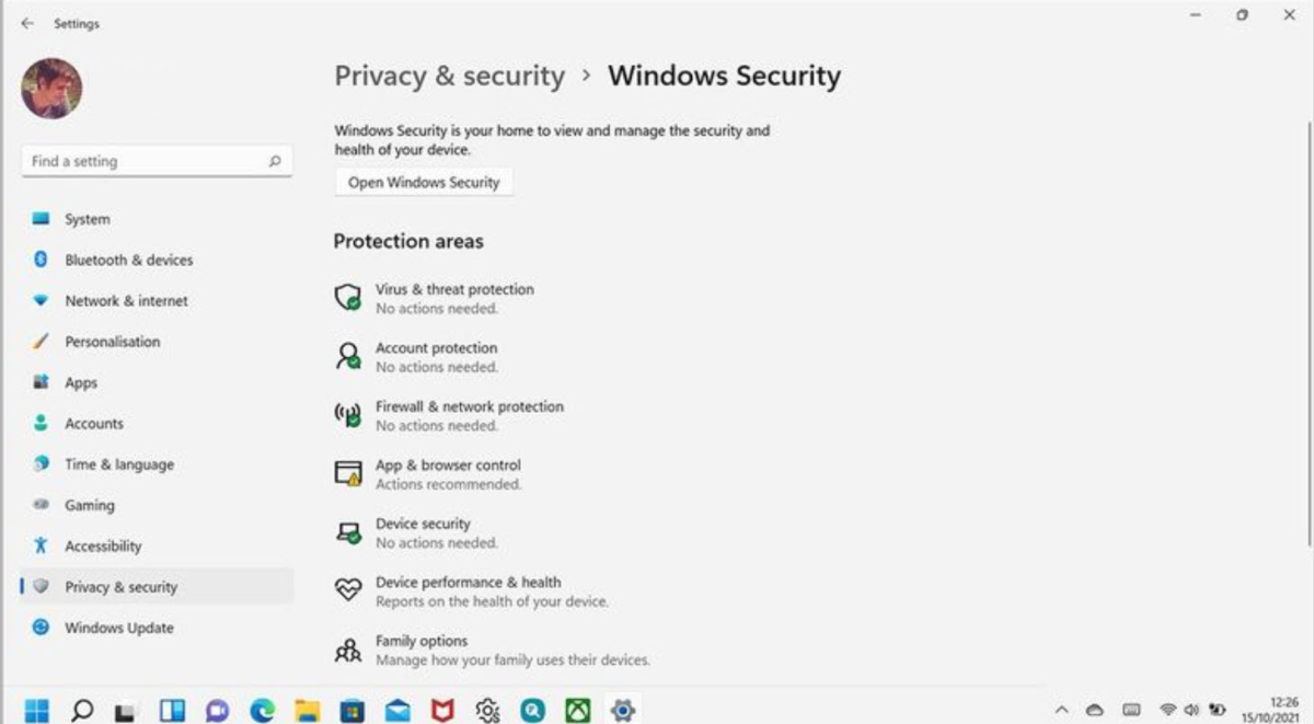 Screenshot of Windows security screen