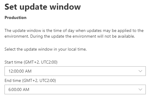 Screenshot of the Set Update Window showing details.