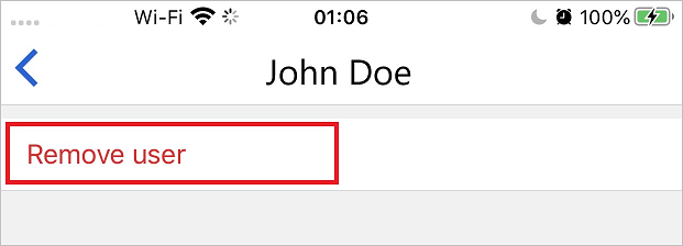 Screenshot of John Doe's page with Remove user highlighted.