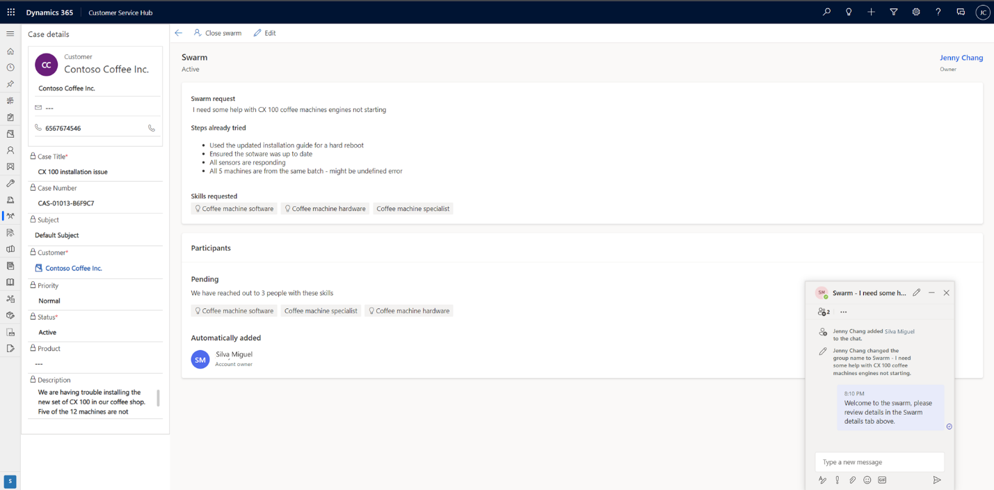 Screenshot of the view after the swarm details have been saved.