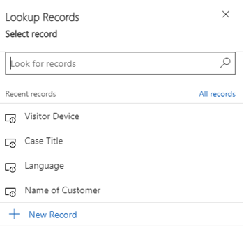 Screenshot of the Lookup Records search box.