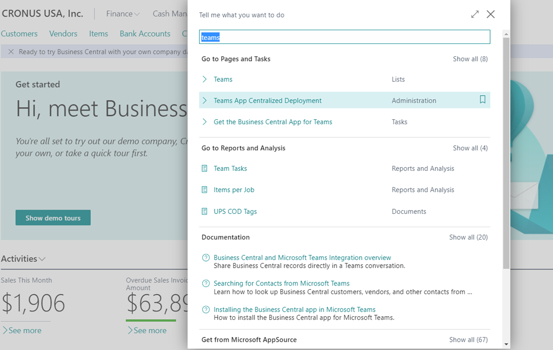 Screenshot showing the Teams App Centralized Deployment.