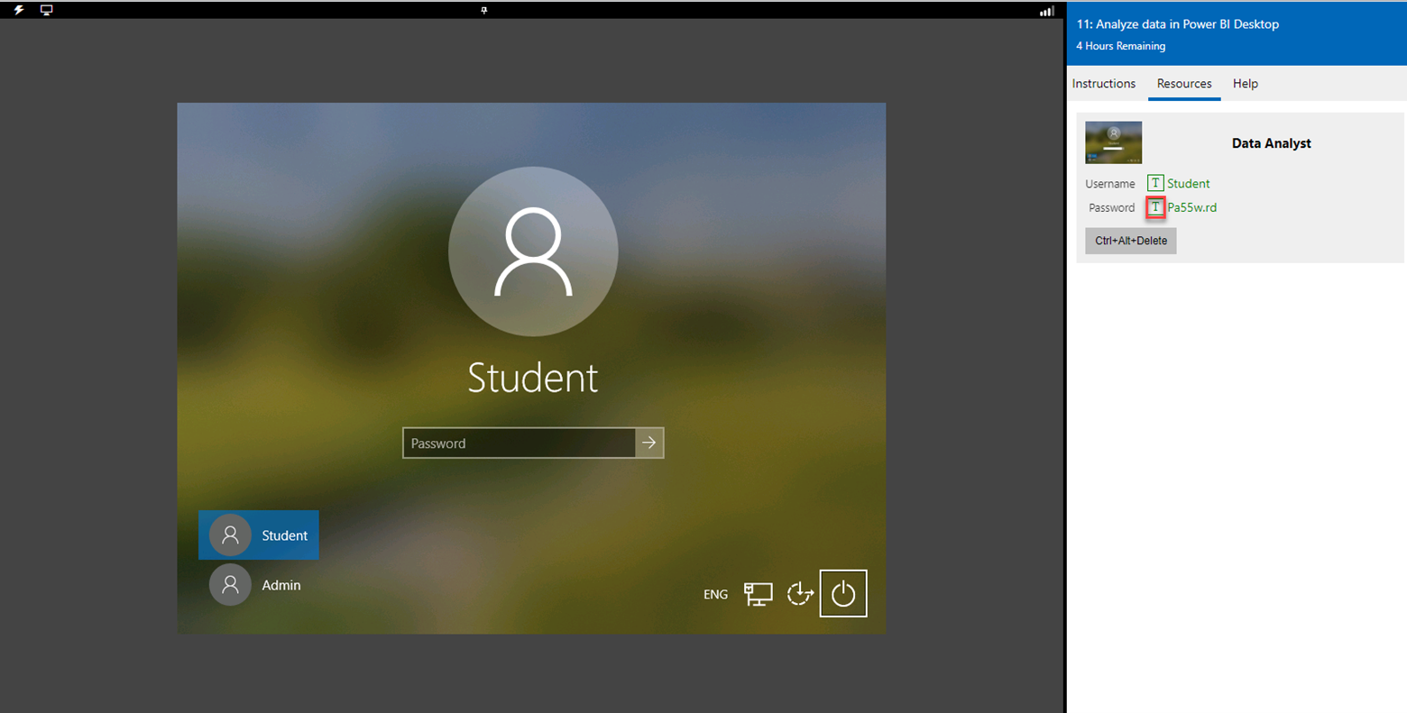 Screenshot of the lab with the T icon next to password highlighted.