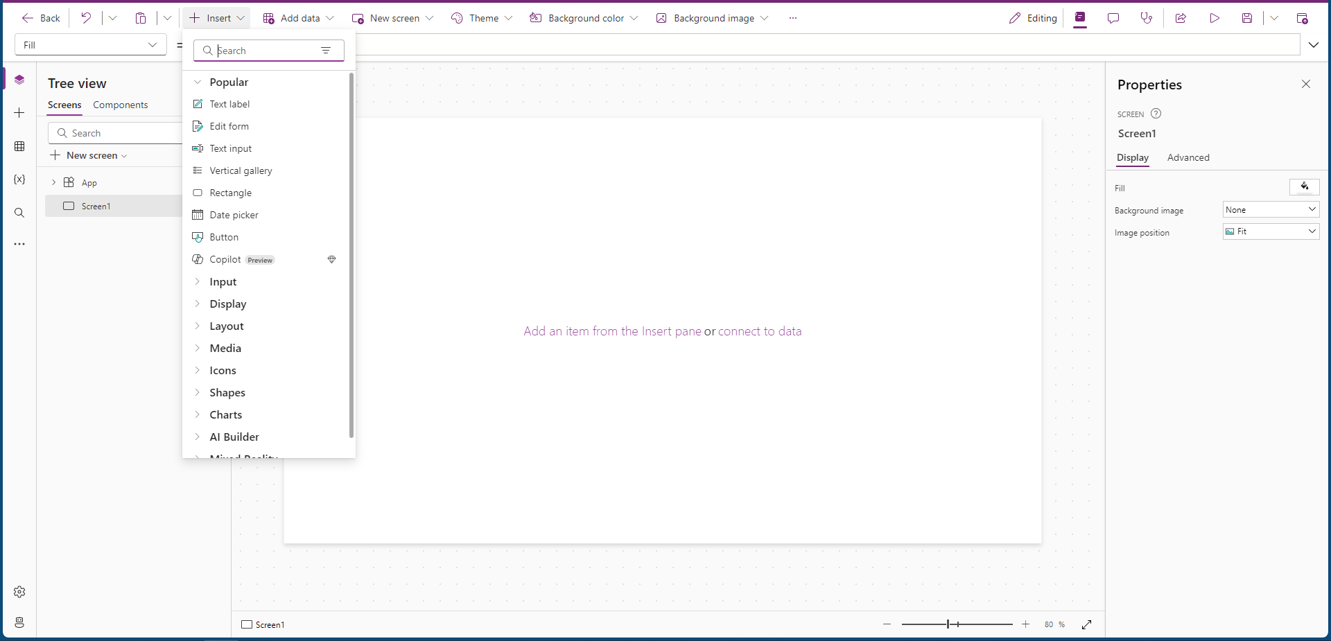 Screenshot of Input dropdown menu item control.