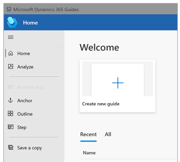 Screenshot of the Create new guide button.