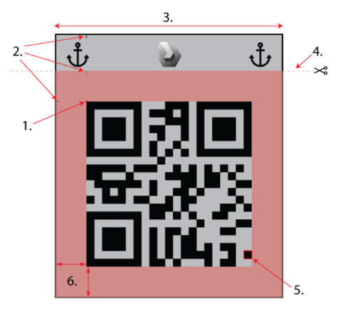 Diagram illustration of the QR code with features identified by numbers.