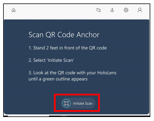 Screenshot of the Initiate Scan button on the Scan QR Code Anchor page.