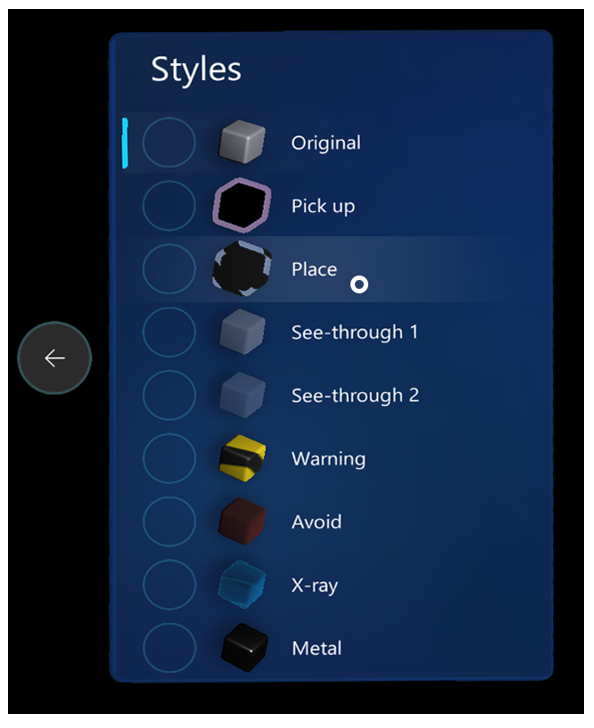 Screenshot of the list of styles in the Add styles for emphasis section.