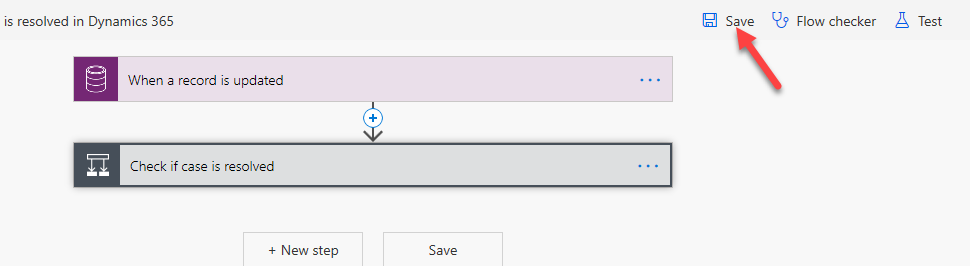 Save flow - screenshot shows collapsed headings and an arrow pointing to the Save button.