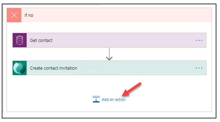 Add an action - screenshot shows an arrow pointing to Add an action.
