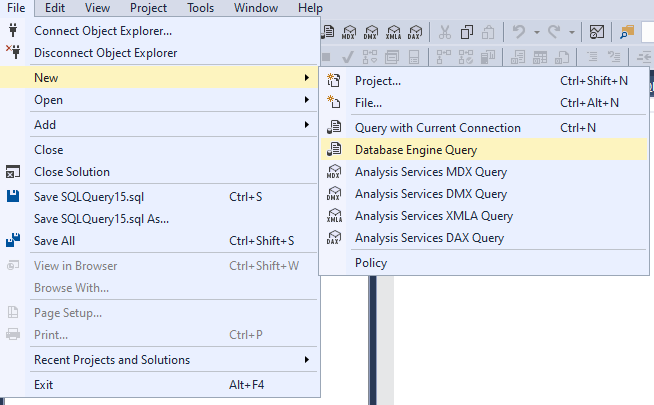 Screenshot that shows how to create a query connection.
