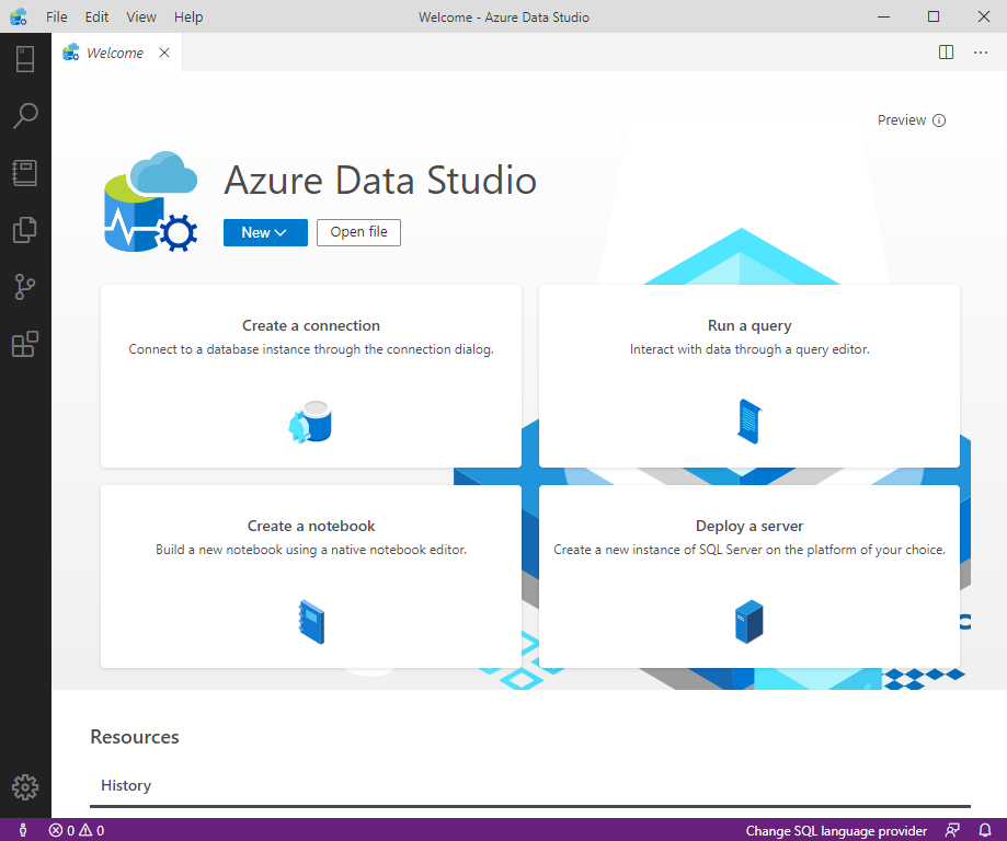 Screenshot that shows Azure Data Studio.