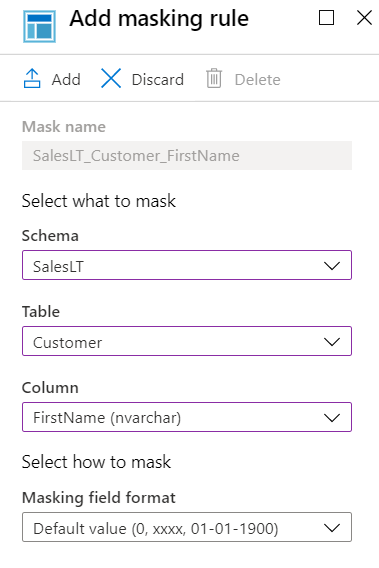 Screenshot of how to add First Name mask.