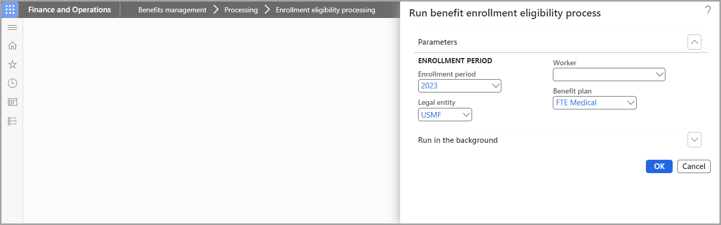 Run benefit enrollment eligibility process.