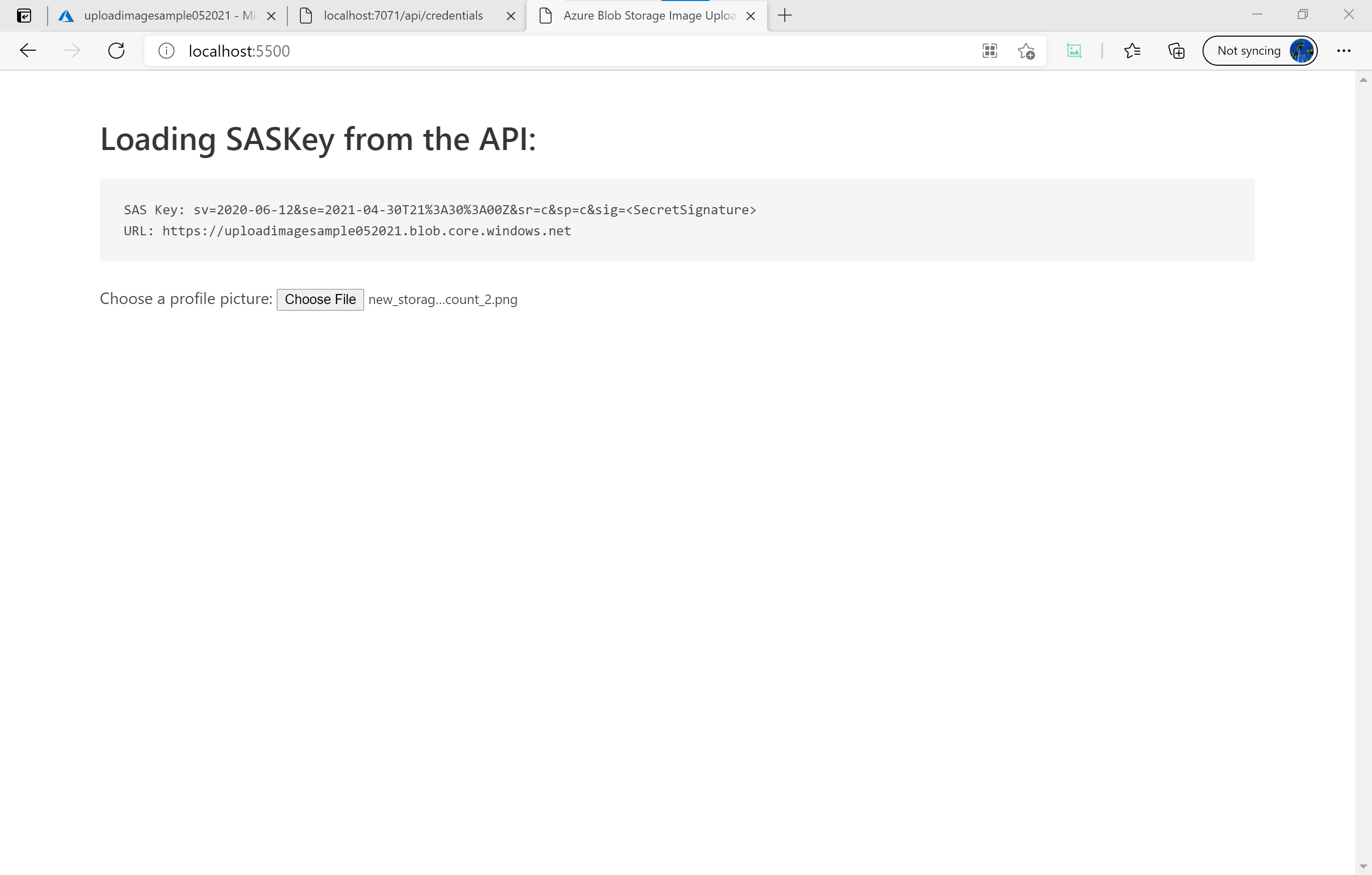 Screenshot of the frontend app in the browser window.