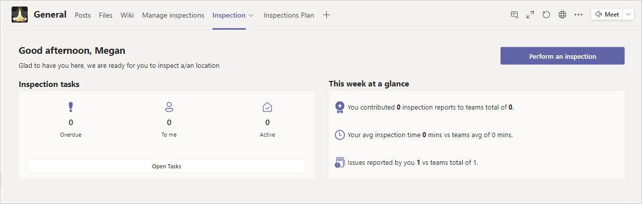 Screenshot of the inspection app insights.