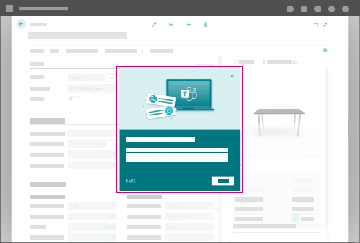 Screenshot of Spotlight Tour to call out Teams and Excel integration features.