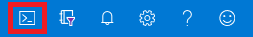 Screenshot that shows the Azure Cloud Shell icon highlighted in the Azure portal global controls.