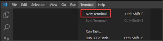 Screenshot showing the new terminal selection in Visual Studio Code.