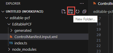 Screenshot showing the add new folder button.