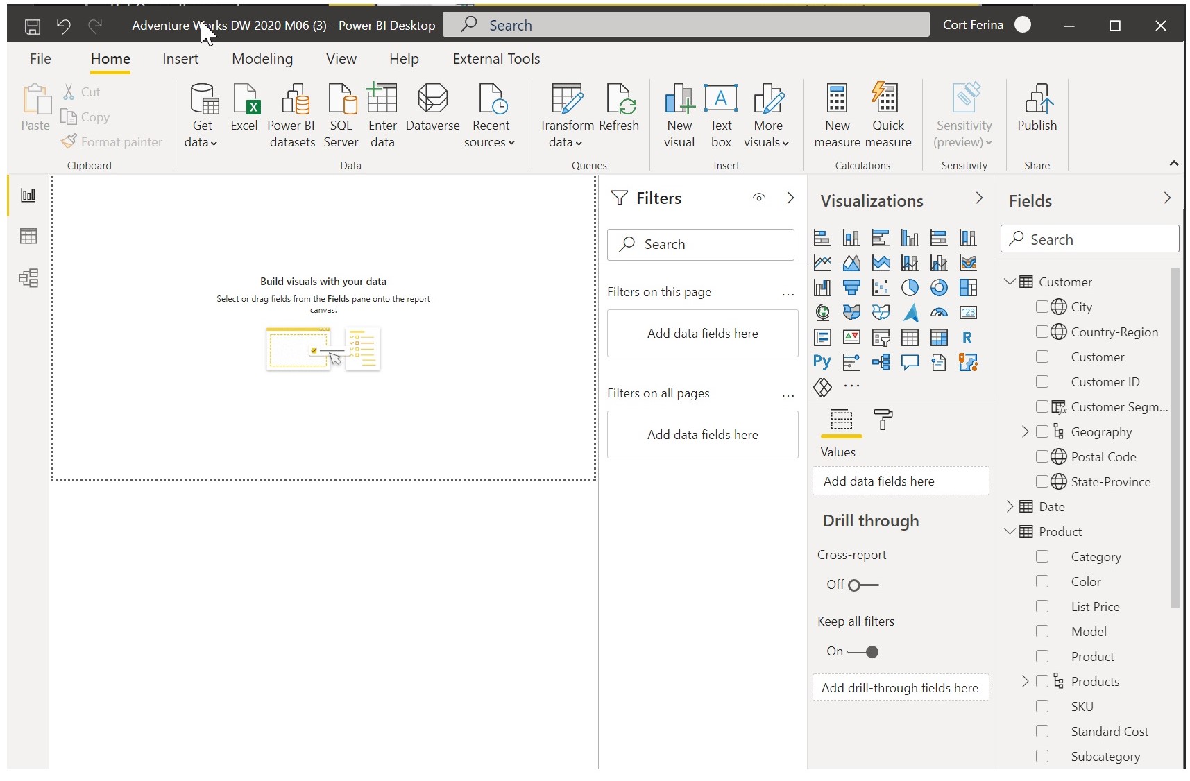 Power BI Desktop empty canvas