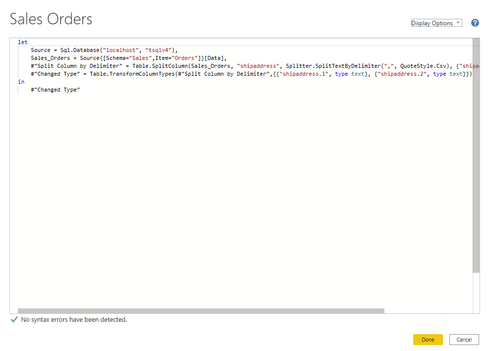 M language in advanced editor