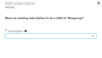Screenshot that shows adding a subscription to a management group in the Azure portal.