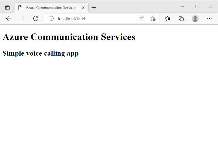 Screenshot of our blank web app showing in a browser.