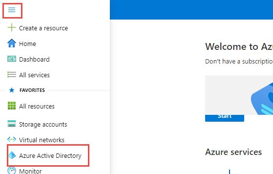 Screenshot of the Azure Active Directory navigation button.