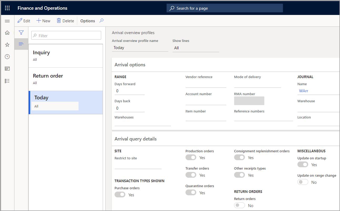 Screenshot of the Arrival overview profiles page.