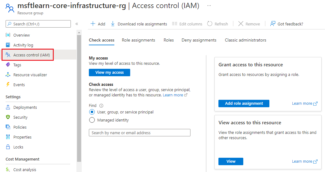 Screenshot of Azure portal Access control - Role assignment pane showing a backup operator and billing reader roles assigned to different users.