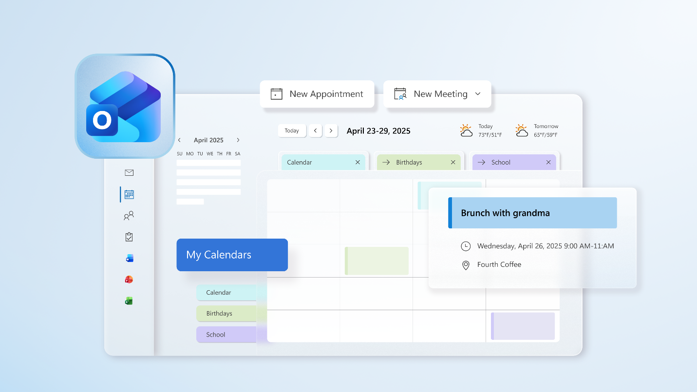 Illustration of features in Outlook.