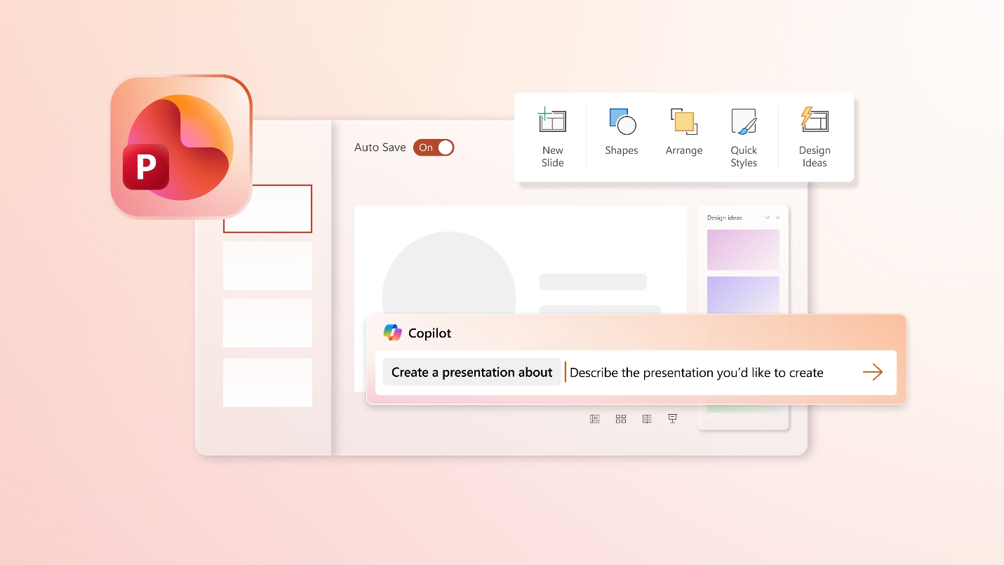 Illustration of Copilot features in PowerPoint.