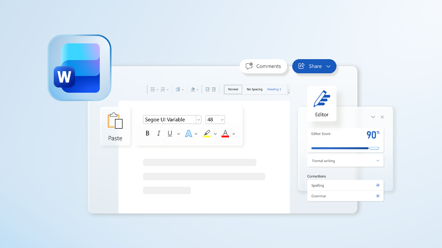 Illustration of Editor features in Word.