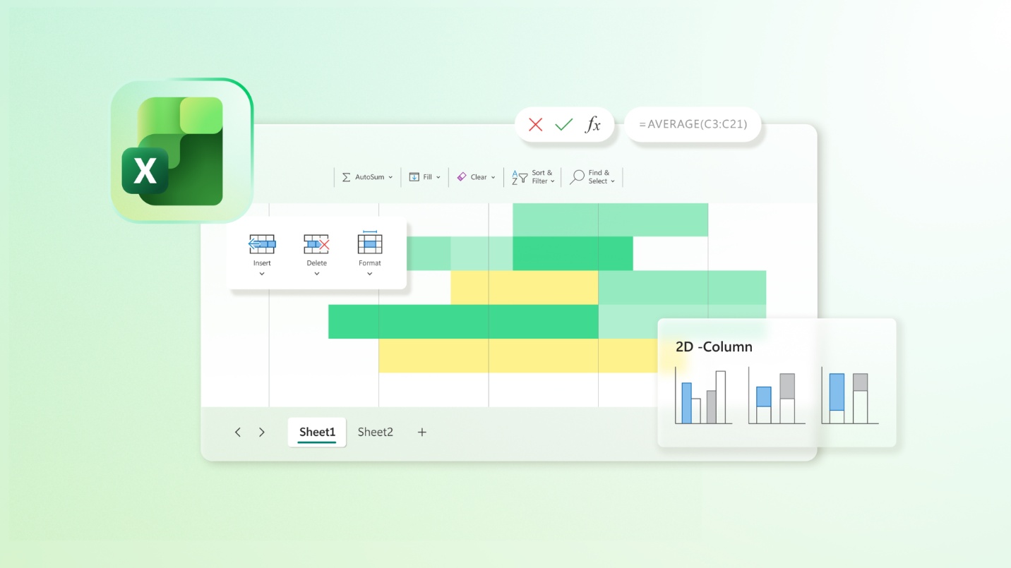 Illustration showing Microsoft 365 Copilot in Excel.