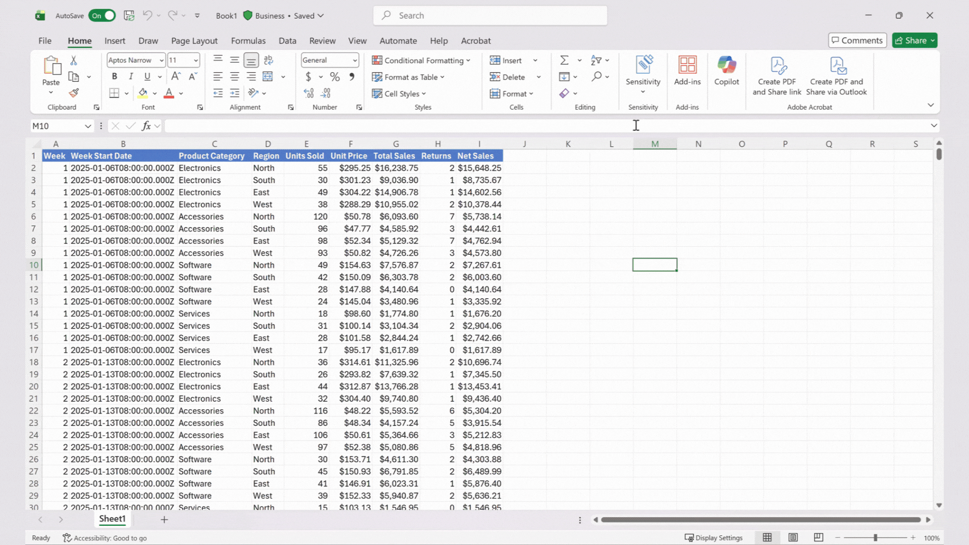 Animation showing Microsoft 365 Copilot in action within Excel.