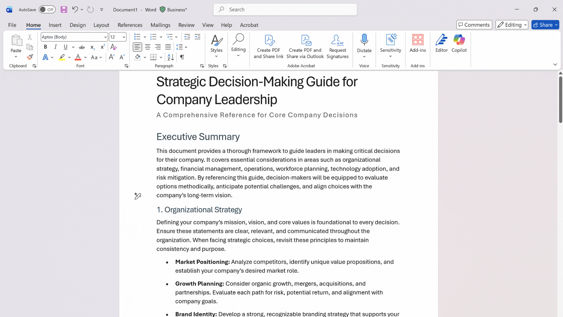 Animation showing Microsoft 365 Copilot in action within Word.