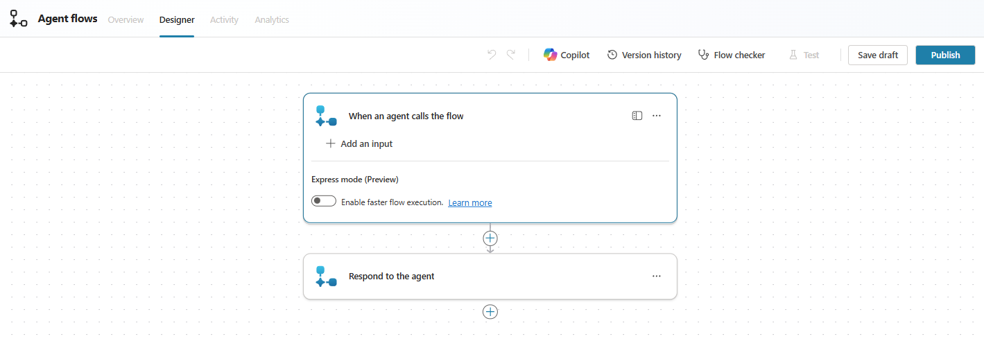 A screenshot of a new workflow in Copilot Studio.