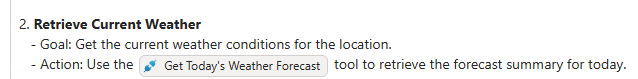 A screenshot of the tool instructions in Copilot Studio.