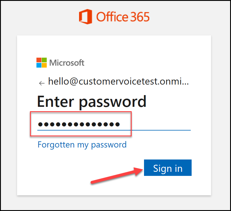 Enter password with an arrow to the Sign in button.