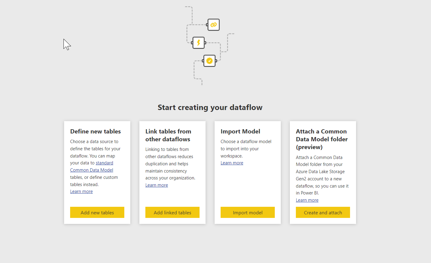 Screenshot showing how to start a dataflow.